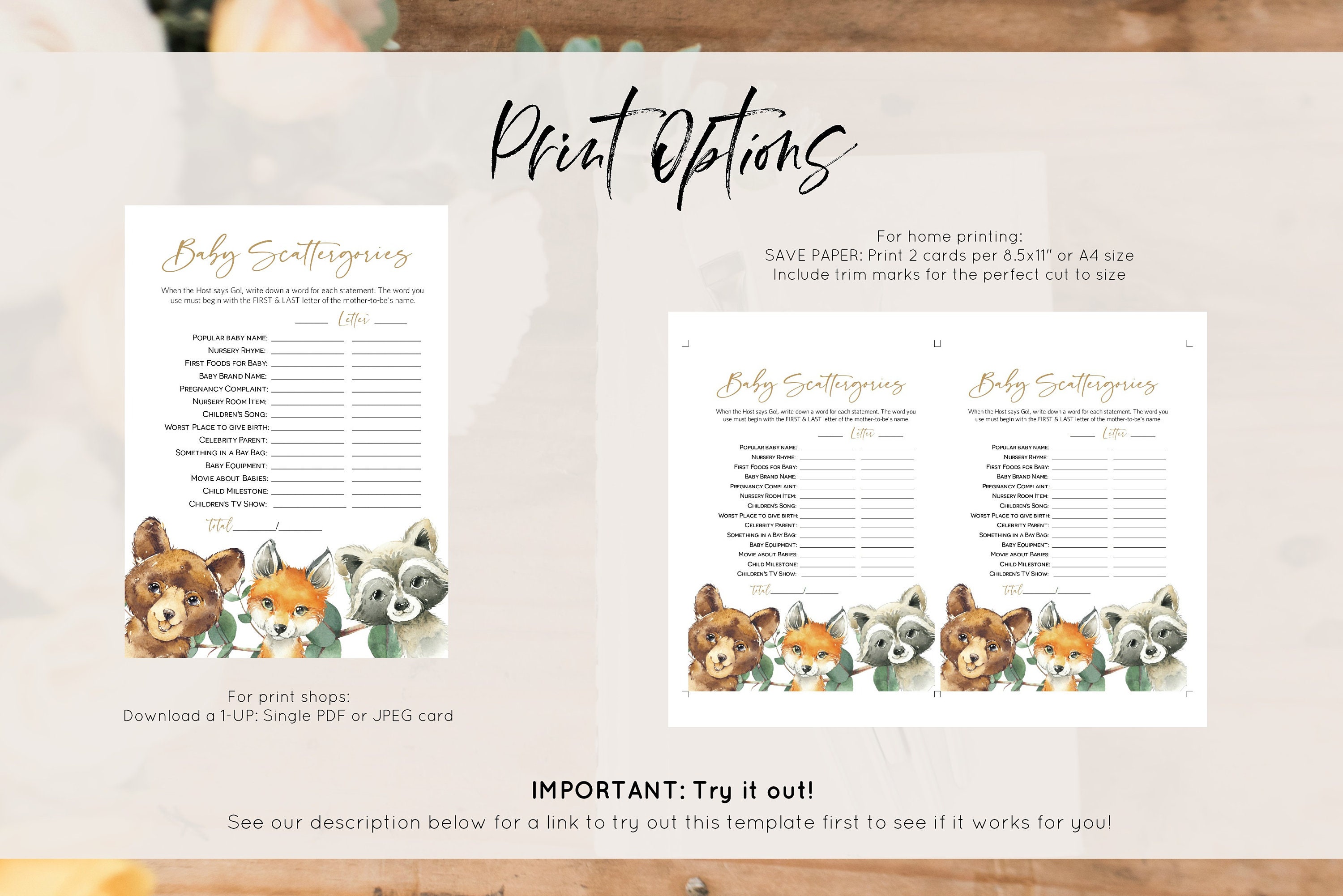 Baby Animal Names Baby Shower Game Woodland Baby Shower Etsy