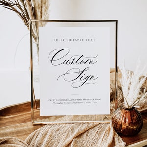 Calligraphy Custom Wedding Sign, Script Wedding Sign, Bridal Shower Sign, Create Unlimited Signs, TEMPLETT, WLP-MRS 5206