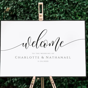 Wedding Welcome Sign, Printable Script Welcome Poster Template, Calligraphy Welcome Sign, Instant Download, Edit with TEMPLETT, WLP-SOU 1673
