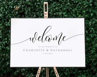 Wedding Welcome Sign, Printable Script Welcome Poster Template, Calligraphy Welcome Sign, Instant Download, Edit with TEMPLETT, WLP-SOU 1673