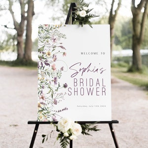 Wildflower Welcome Sign Poster, Shower Welcome Sign, Floral Welcome Sign Template, Instant Download, Edit with TEMPLETT, WLP-PWI 4817