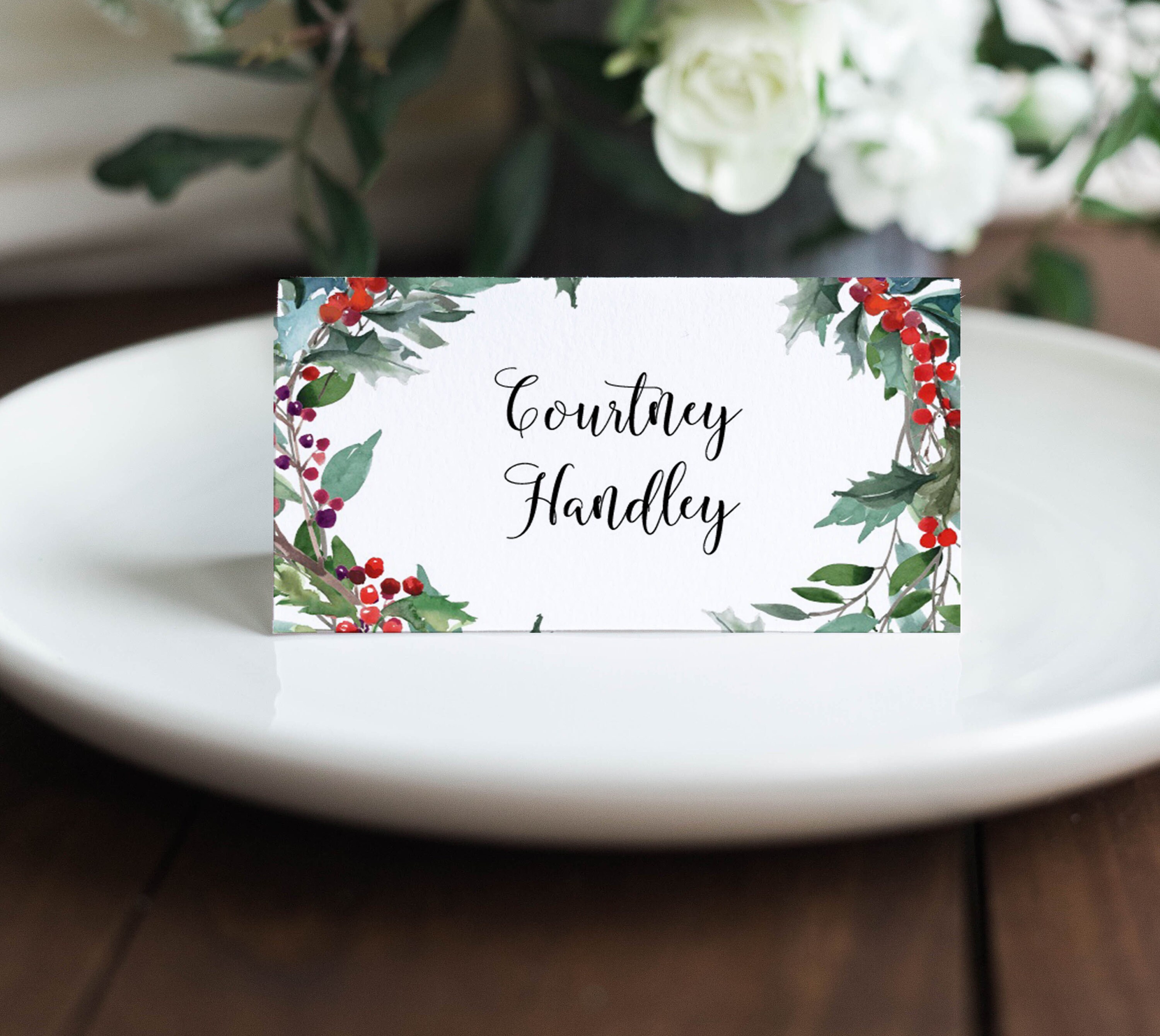 Christmas Place Card Template Escort Card Printable Seating - Etsy