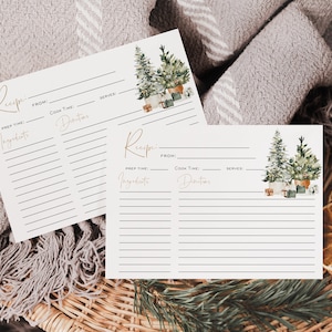 Christmas Recipe Card, Holiday Recipe Card, Christmas Trees, Printable Recipe Card, 4x6", Edit with TEMPLETT, WLP-GTR 6691