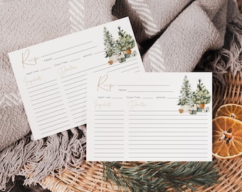 Christmas Recipe Card, Holiday Recipe Card, Christmas Trees, Printable Recipe Card, 4x6", Edit with TEMPLETT, WLP-GTR 6691