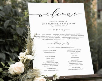 Wedding Welcome Program Poster, Wedding Program Poster, Instant Download, 2 Sizes, Edit with TEMPLETT, WLP-SCR 42