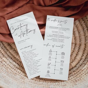 Minimalist Wedding Timeline Program, Editable Wedding Ceremony Program, Modern Wedding Order of Events Program, TEMPLETT, WLP-SAL 7648