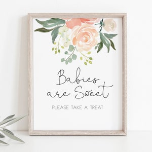 Babies are Sweet Please take a Treat Sign, Peach Baby Shower Sign, Baby Shower Sign, 8x10, Favors Sign, TEMPLETT, WLP-PEA 1451