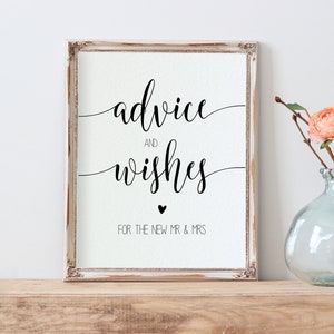 Wedding Advice Sign Template, Printable Advice Cards, Wedding Signs, Well Wishes Sign,  Advice Cards, Edit with TEMPLETT, WLP-SOU565