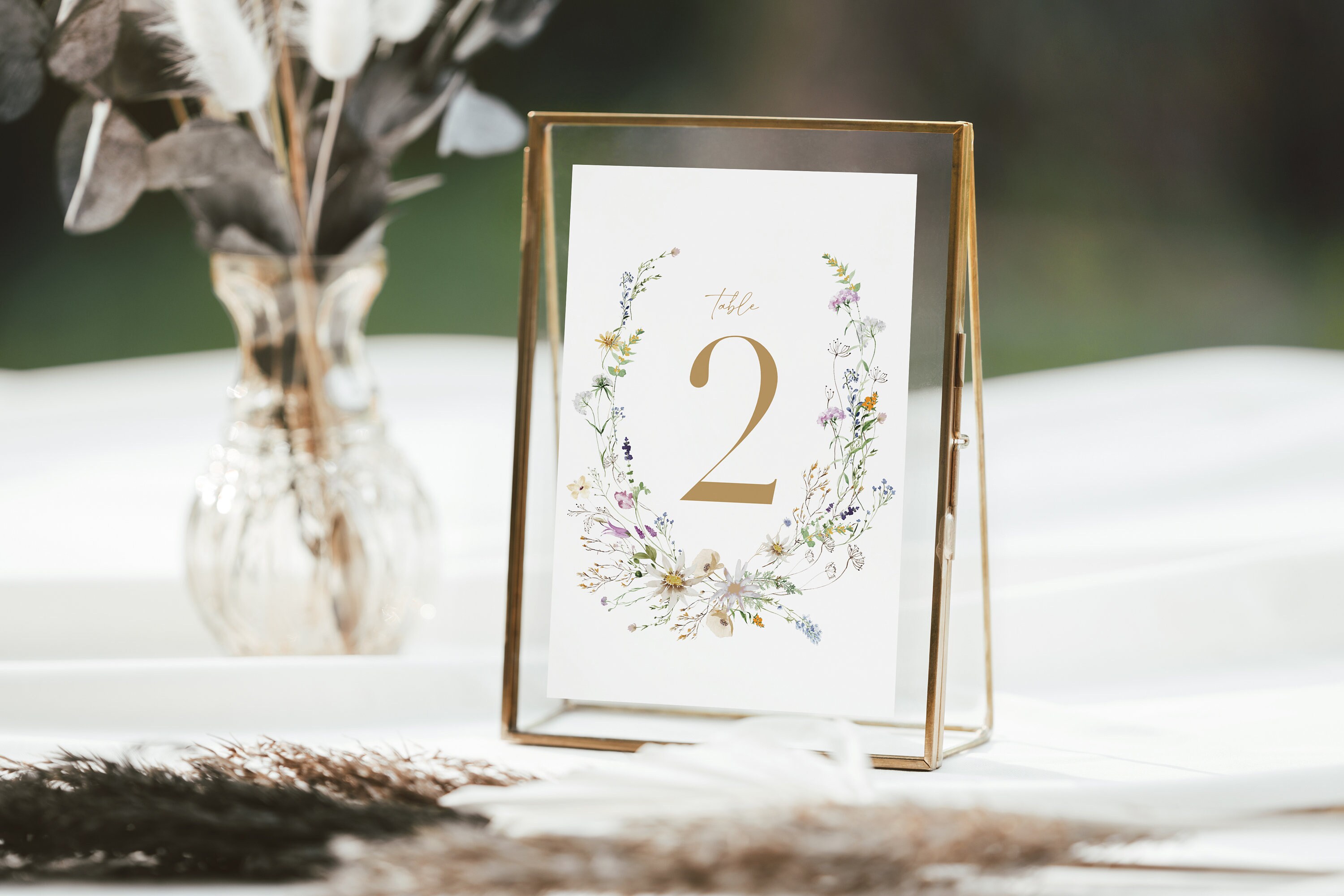 Wedding Table Numbers Printable, Table Numbers Template, Wildflower ...