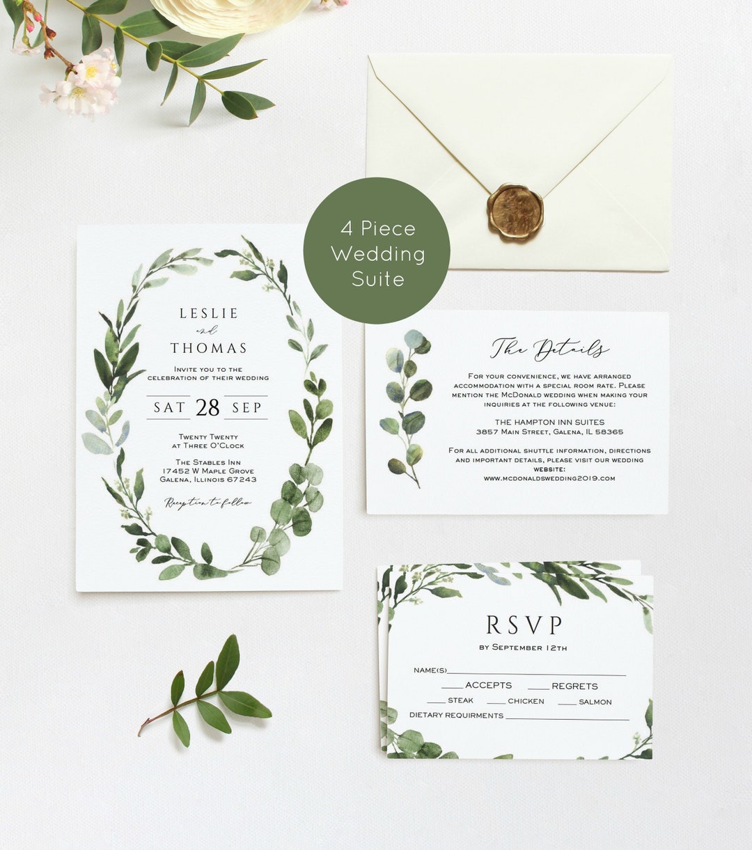 Greenery Wreath Wedding Invitation Template, Printable Wedding Invitation,  Edit With TEMPLETT, WLP-WRE 1166 - Etsy, image size:1080x1221