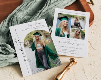 Graduation Party Invitation Template, Graduation Announcement, Modern Graduation Invite, Graduation Photo Card, Edit TEMPLETT, WLP-GRA 8224