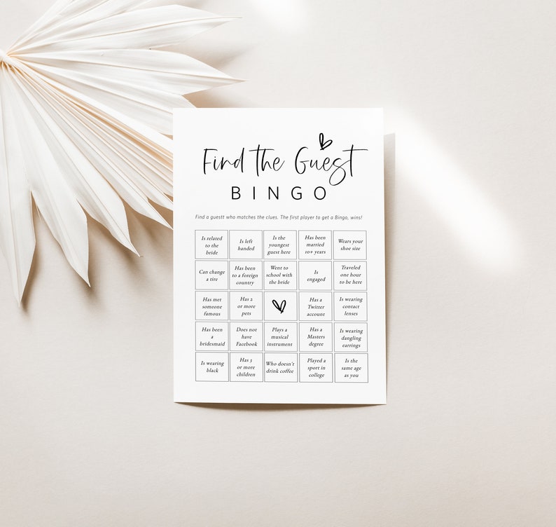 Find the Guest Bingo, Minimalist Shower Game Card, Get to Know You Game, Edit with TEMPLETT, WLP-SIL 5424 Bild 2