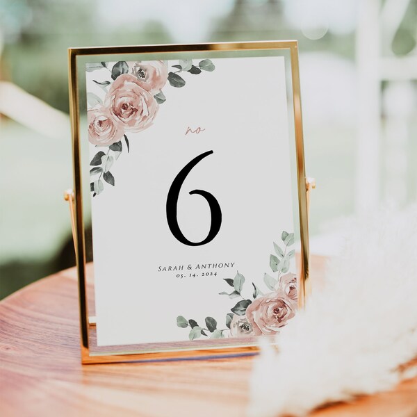 Blush Wedding Table Numbers, Floral Table Numbers, Templett Table Numbers, Reception Table Numbers, 5x7, 4x6, WLP-ROS 5867