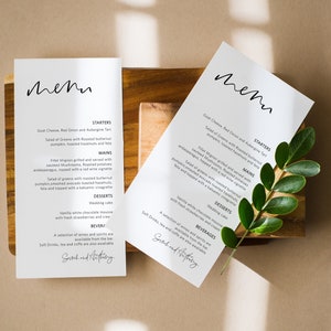Printable Wedding Menu, Wedding Menu Template, Templett Menu, Printable Menu Card, Instant Download, WLP-SRB 2927