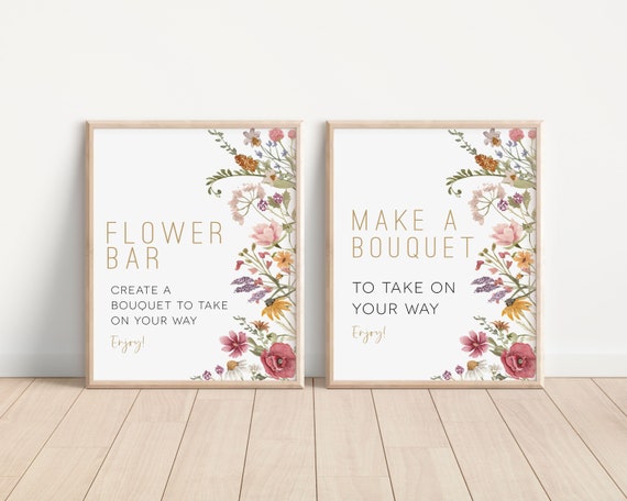 Wildflower Flower Bar Signs, Bouquet Bar Sign, Make a Bouquet Sign, Flower Bar Sign, Shower Sign Printable, TEMPLETT, WLP-WIL 5264