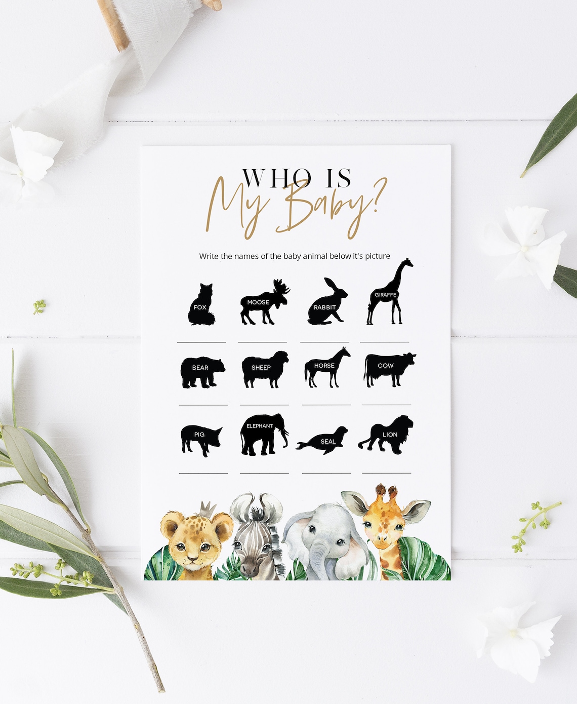 Baby Animal Names Baby Shower Game Jungle Baby Shower Games Etsy