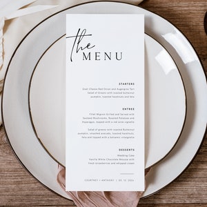Modern Wedding Menu Printable, Wedding Menu, Minimalist Menu, Editable Menu Card, Let's Eat Menu, Edit with TEMPLETT, WLP-SAL 5926