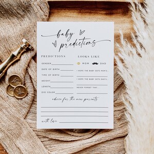 Minimalist Baby Predictions Card, Modern Baby Predictions Template, Wishes for Baby Card, Edit with TEMPLETT, WLP-LIN 7188