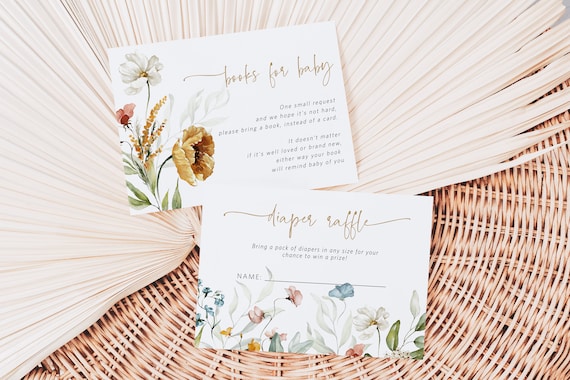 Wildflower Books for Baby Card, Enclosure Card Template, Wildflower Recipe Insert, Editable Insert Card, TEMPLETT, WLP-DUT 4904