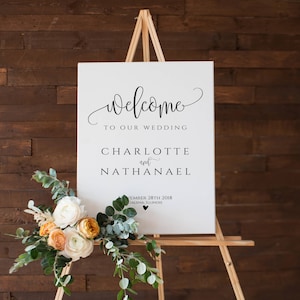 Wedding Welcome Sign, Printable Wedding Welcome Sign, Welcome to our Wedding Poster, 5 Sizes, Edit with TEMPLETT, WLP-ELE 419