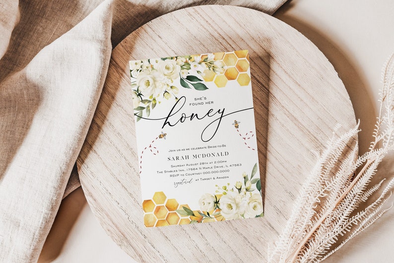 Bee Bridal Shower Invitation Honey Bee Invitation Floral Etsy