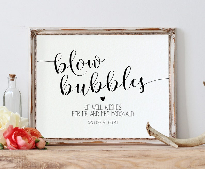 Bubbles Sign Instant Download Wedding Sign Printable WLP SOU 600 Edit 