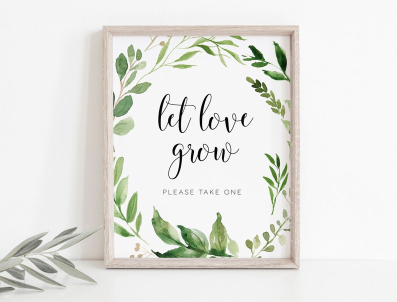 Download Let Love Grow Sign Favor Sign Template Greenery Favor Sign ...
