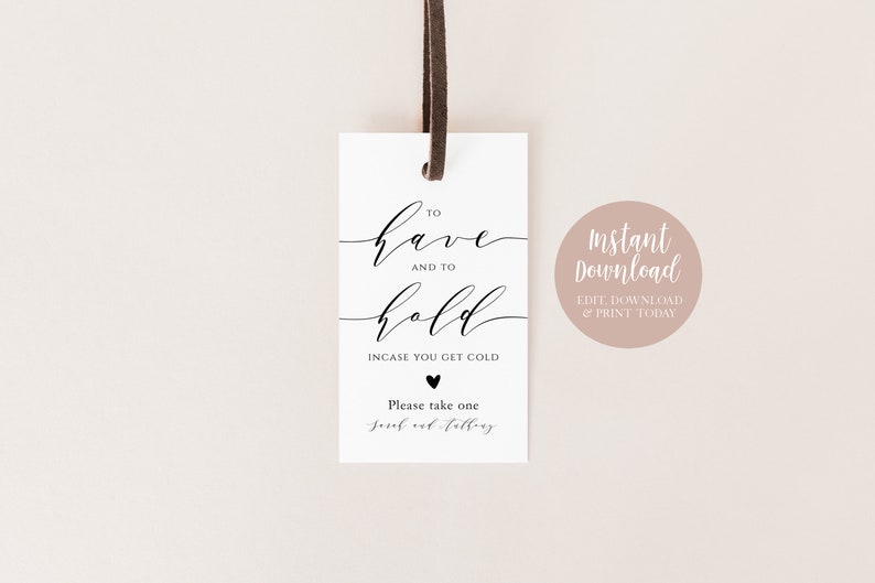 To Have and to Hold Tag, Wedding Favor Tag Template, Blanket Favor Tag ...
