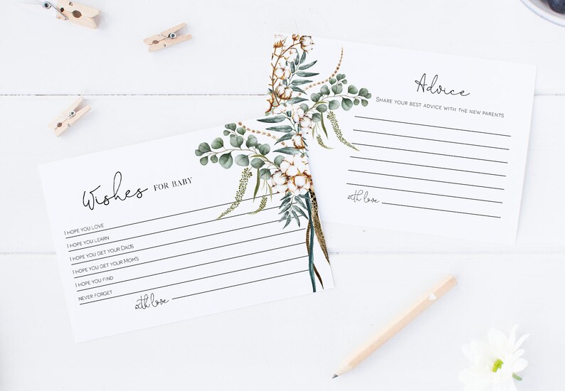 Baby Shower Advice Card Printable Boho Baby Predictions Card Etsy