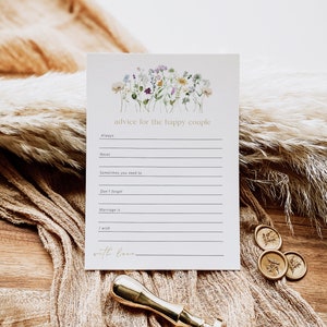 Wildflower Bridal Shower Advice Card,Advice for Happy Couple, Boho Advice Card, Editable Advice Card,  Edit with TEMPLETT, WLP-PRW 5326