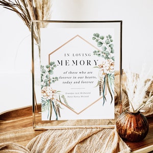 In Loving Memory Sign, Boho Wedding Sign, Wedding Memory Sign Template, In Loving Memory Sign Printable, 8x10&quot;, TEMPLETT, WLP-BOH 5018