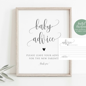 Babyadvieskaarten, afdrukbare babyshoweradvieskaarten, 8x10 adviesbord, TEMPLETT, afdrukbare advieskaarten, WLP-ELE 103