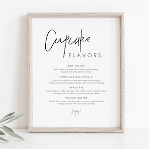 Cupcake Menu Sign, Editable Wedding Cupcake Sign Template, Wedding Dessert Sign, Cupcake Bar Sign, Edit with TEMPLETT, WLP-PEN 2090