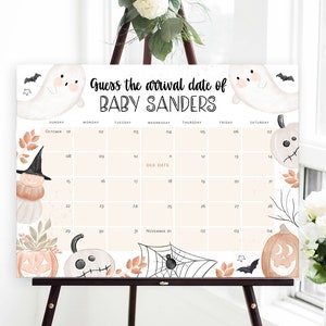 Halloween Baby Due Date Calendar, Baby Shower Game, Guess Baby's Birthday, Editable Baby Prediction, TEMPLETT, Due Date Game, WLP-BLB 5933