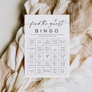 Find the Guest Bingo, Minimalist Shower Game Card, Get to Know You Game, Edit with TEMPLETT, WLP-LIN 7373