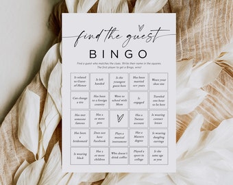 Find the Guest Bingo, Minimalist Shower Game Card, Get to Know You Game, Edit with TEMPLETT, WLP-LIN 7373