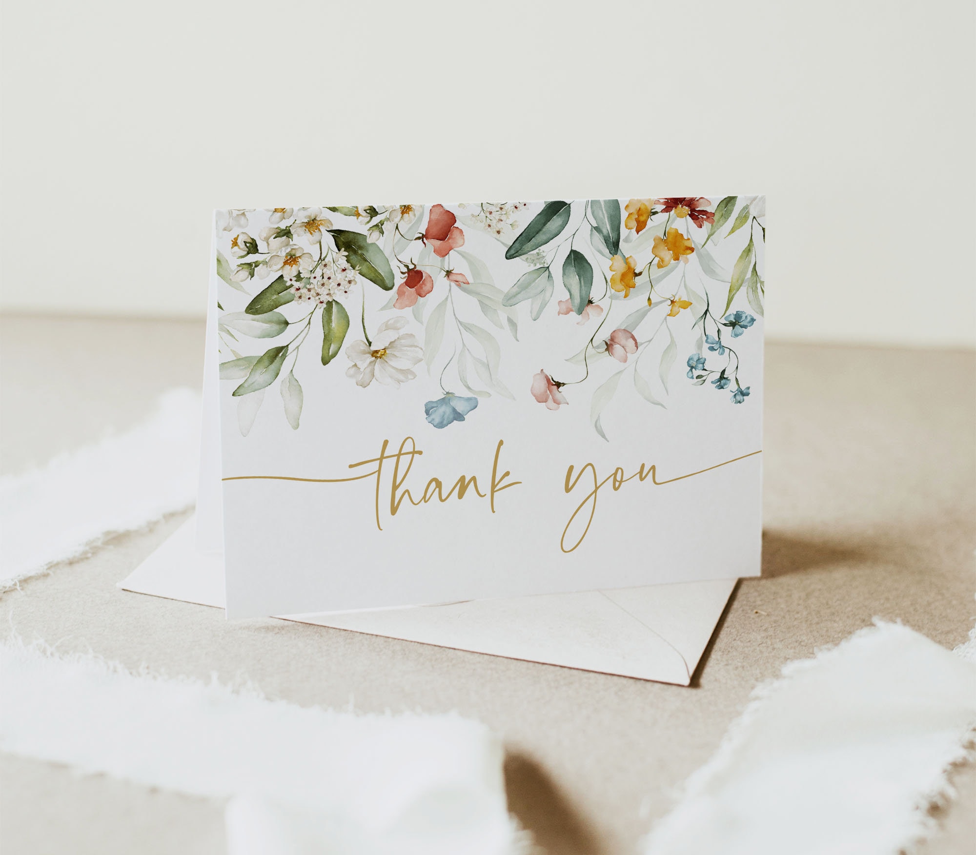 Wildflower Thank You Card Template Thank You Card Printable - Etsy