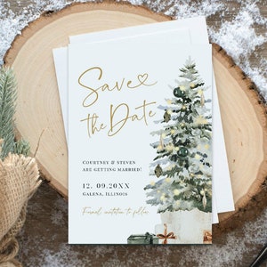 Christmas Save the Date, Holiday Wedding Save-the-date Invitation, Christmas Wedding, Instant Download, Edit w TEMPLETT, WLP-GTR 7442