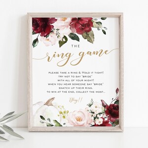 The Ring Game, Pumpkin Bridal Shower Game, Ring Game Sign, 8x10, Don&#39;t say Bride Game, Shower Table Sign, TEMPLETT, WLP-RPU 3731