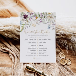 Boho Would She Rather, Wildflower Bridal Shower Game, Printable Would She Rather Game, Boho Baby Shower Game, TEMPLETT, WLP-PRW 5311