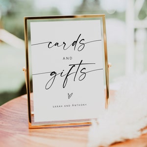 Cards and Gifts Sign, Gifts Table Sign, Books and Gifts Sign, Modern Cards and Gifts, Editable Sign, TEMPLETT, WLP-LIN 7126