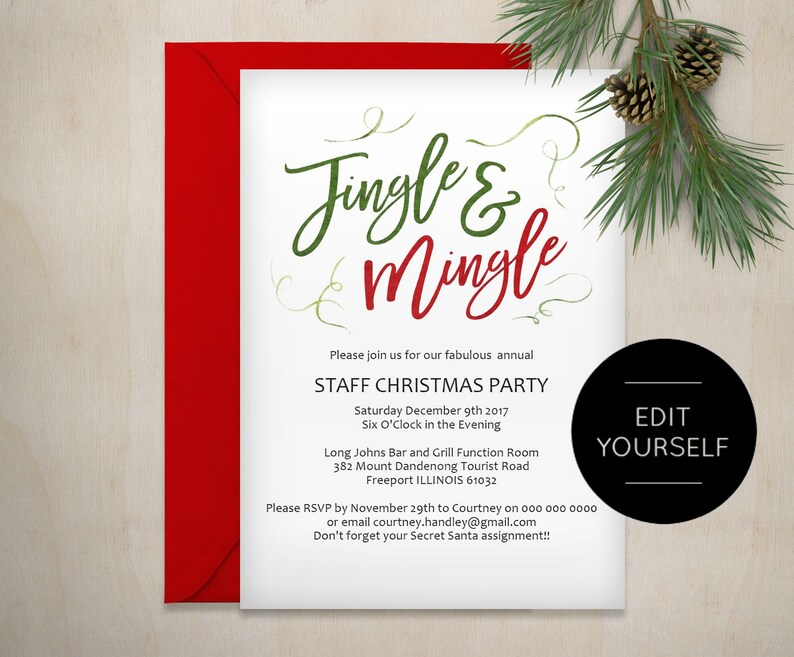 Christmas Invitation Printable Christmas Jingle and Mingle - Etsy