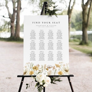 Wildflower Seating Chart, Greenery Printable Seating Chart, Instant Download, Edit with TEMPLETT, Floral Seating Chart Poster, WLP-GWI 4826