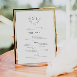 Botanische bruiloft menusjabloon, bewerkbare bruiloftsmenu afdrukbaar, Boho menukaart, afdrukbaar menu, 2 maten, bewerken met TEMPLETT, WLP-LAU 4725