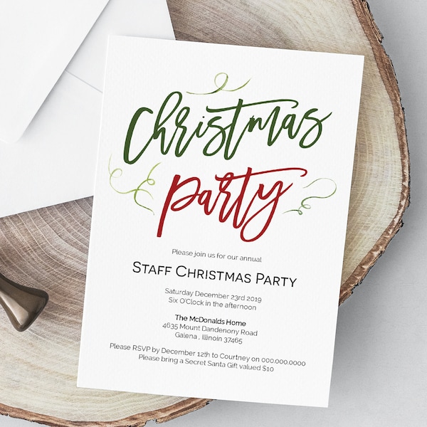Christmas Party Invitation, Printable Invitation Template, Instant Download, Edit with TEMPLETT WLP496