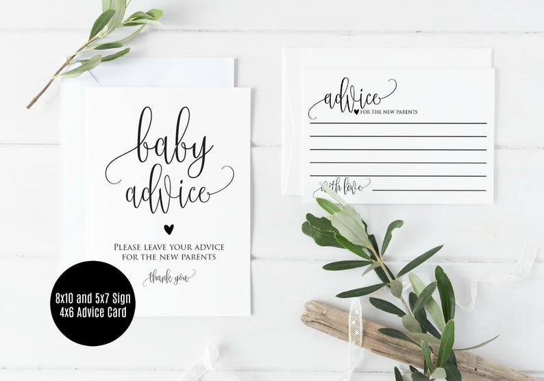 5x7 /& 8x10 Advice Sign Printable Baby Shower Advice Cards Baby Advice Cards Printable Advice Cards PDF WLP-ELE 103 Instant Download