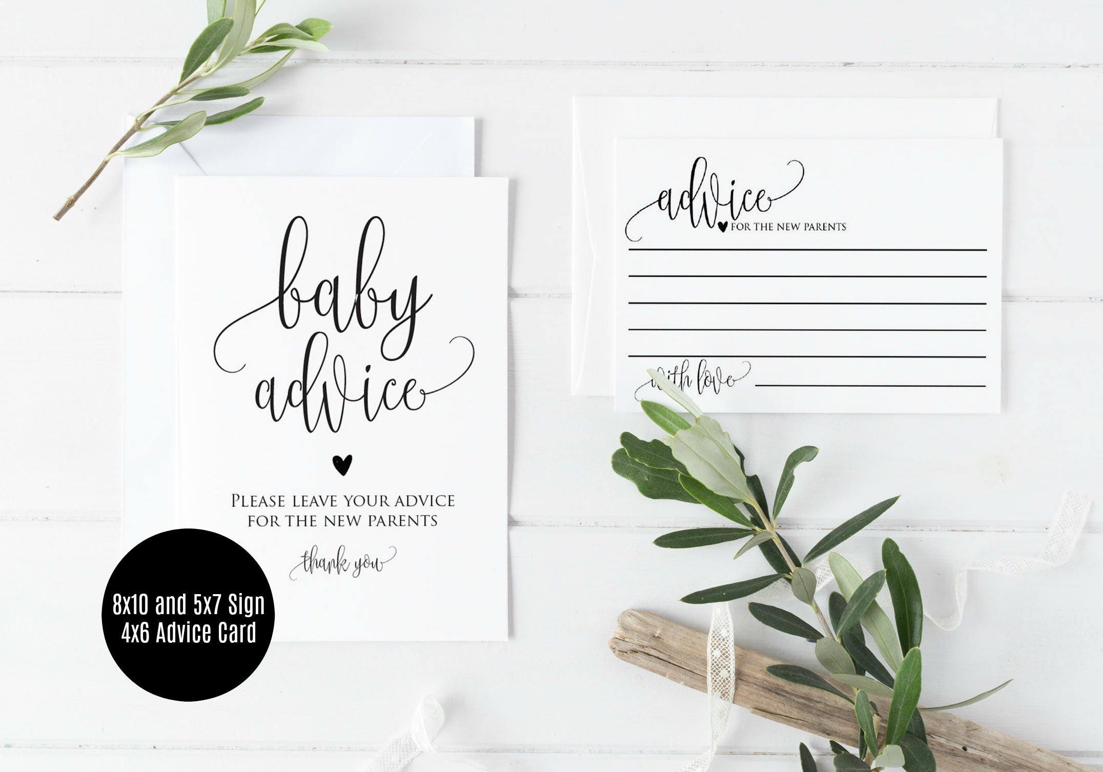 Baby Advice Cards Printable Baby Shower Advice Cards 5x7 & | Etsy