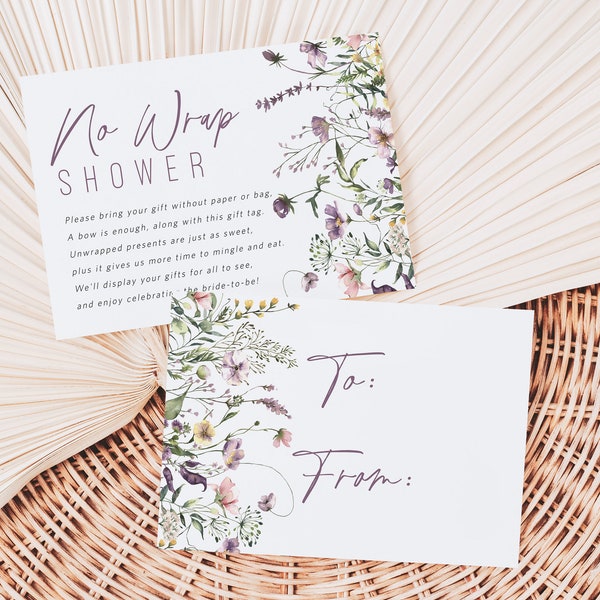 No Wrap Shower Card, Enclosure Card Set, Display Shower Insert Card, Wildflowers No Wrap Shower, Details Card, TEMPLETT, WLP-PWI 5597