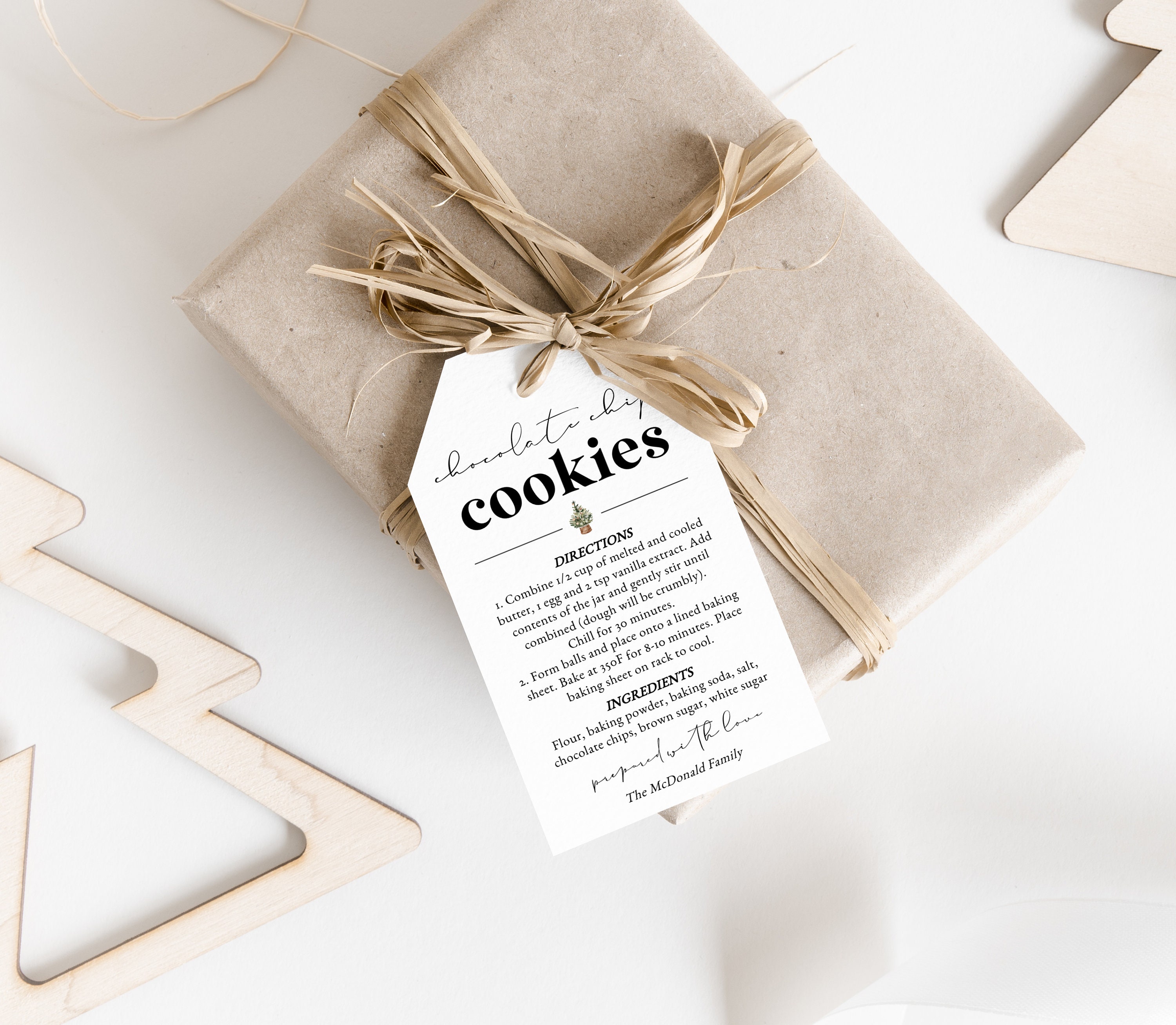 Christmas Cookies Tag, Printable Recipe Favor Tags, Christmas Gift Tags ...