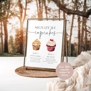 Signature Cupcakes Sign, Editable Wedding Cupcake Sign, Wedding Dessert Sign, Signature Wedding Sign, Edit with TEMPLETT, WLP-PAL 7345